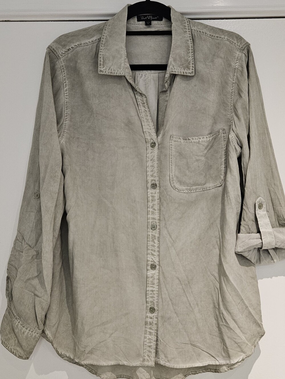 Velvet Heart Sage Green Rayon Utility Button Down Shirt Size L ETWD-2569